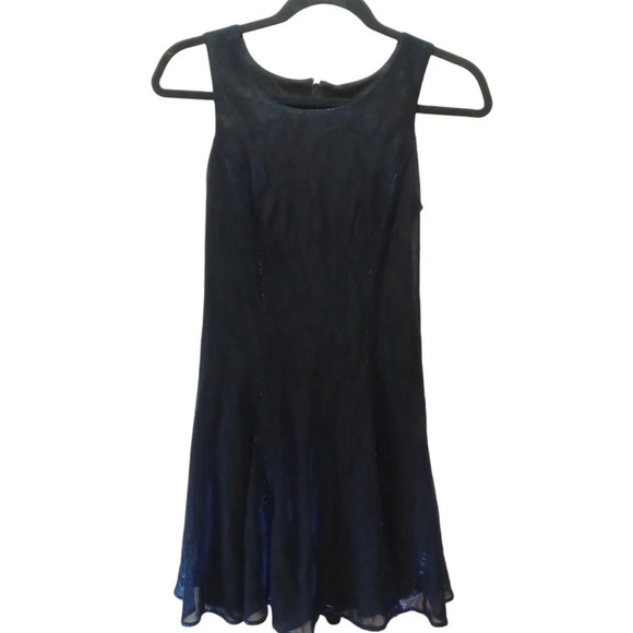 Fit & Flare Dress Shimmer Blue Black Iridescent Be Smart Size 5/6 Fairy HOCO - Picture 3 of 12